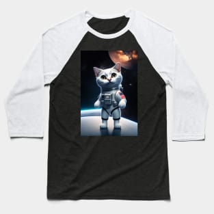 Funny cute cat in space graphic design artwork Baseball T-Shirt